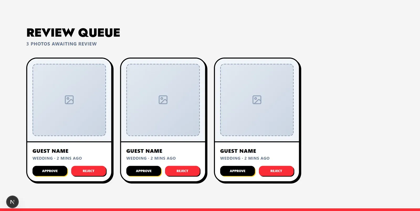 Review queue — approve or reject submissions